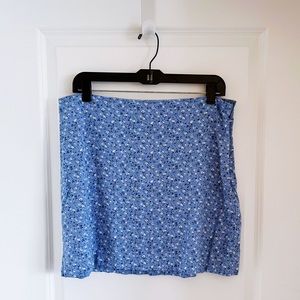 Abercrombie & Fitch Blue Linen Blend Floral Print Mini Skirt